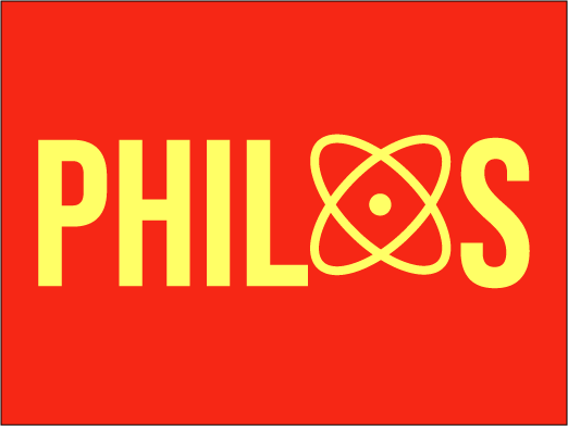 Philos logo su sfondo rosso